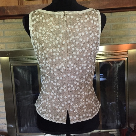Adrianna Papell Occasions hand beaded tan top - Picture 7 of 8
